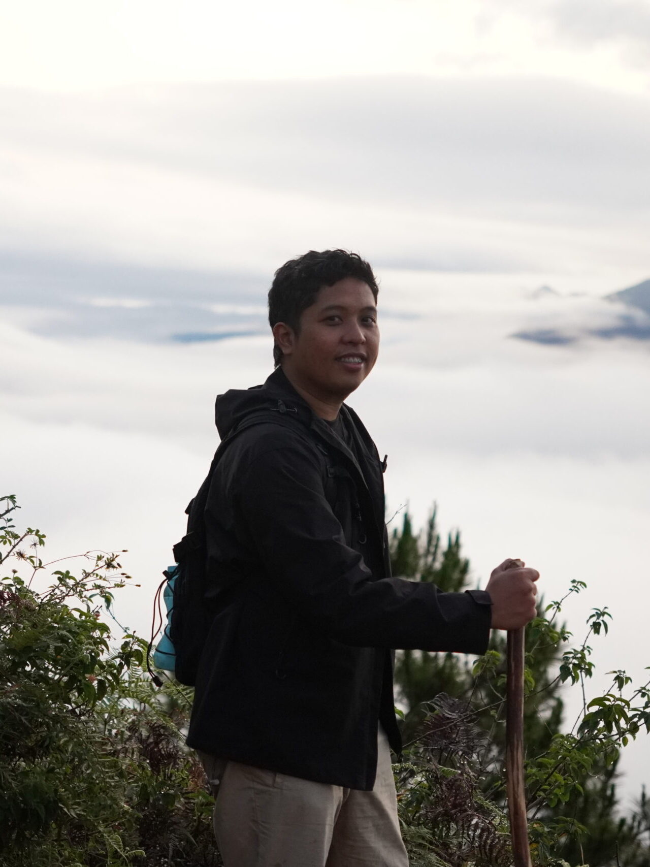 Nezer hiking on a mountain trail in nature