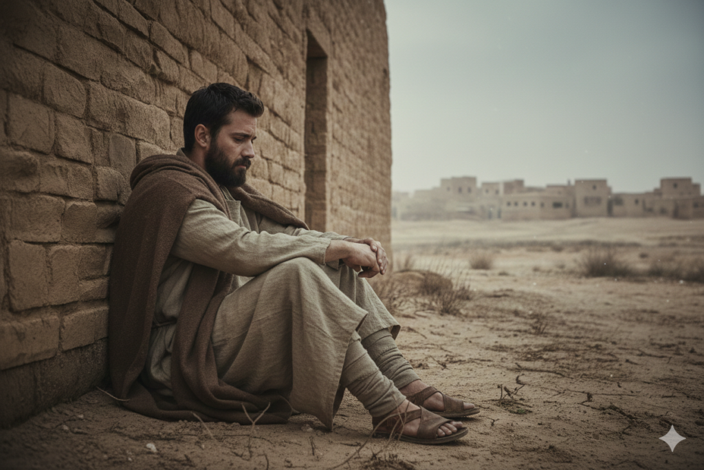 Foggy, cold landscape to symbolize numbness and emptiness.