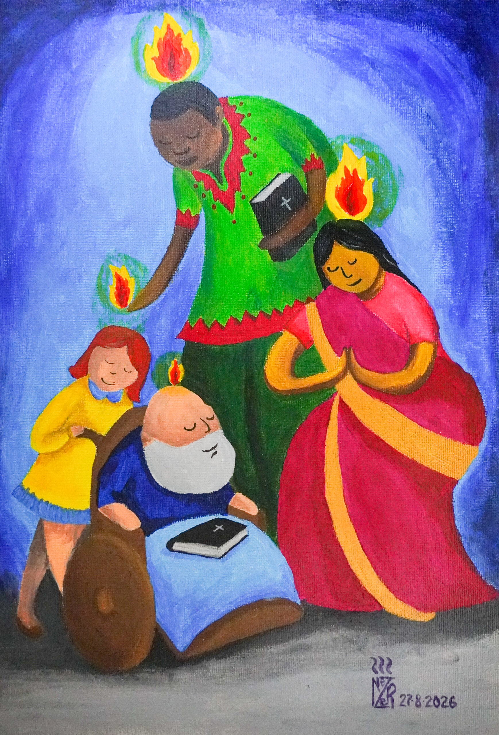Acrylic canvas painting representing global Anabaptism